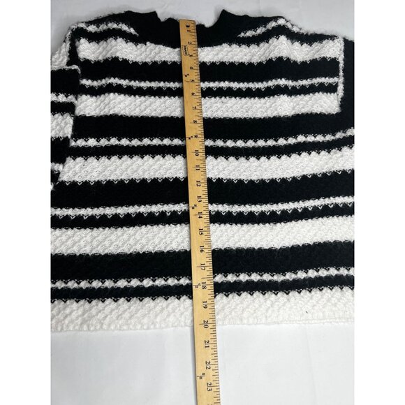 Jessica Simpson Croped Black & White Striped Textured Sweater Large - Picture 13 of 13